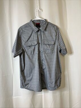 Gerry Weber Gray Striped Short Sleeve Button-Down Shirt
